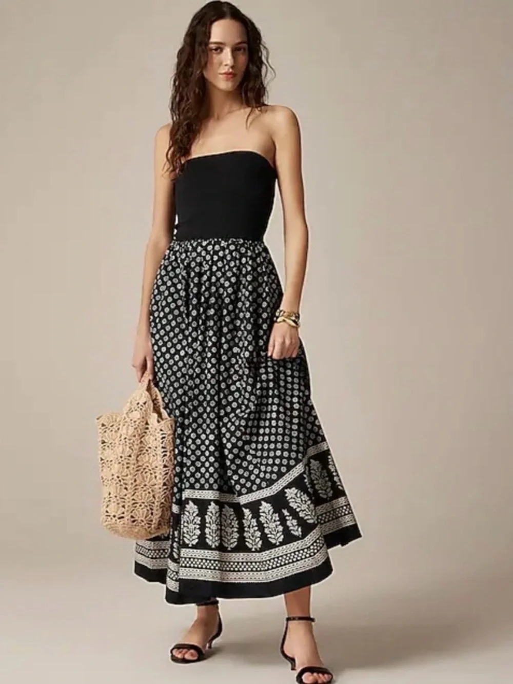 NWT Jcrew strapless mixy dress in block print - Picture 2 of 7